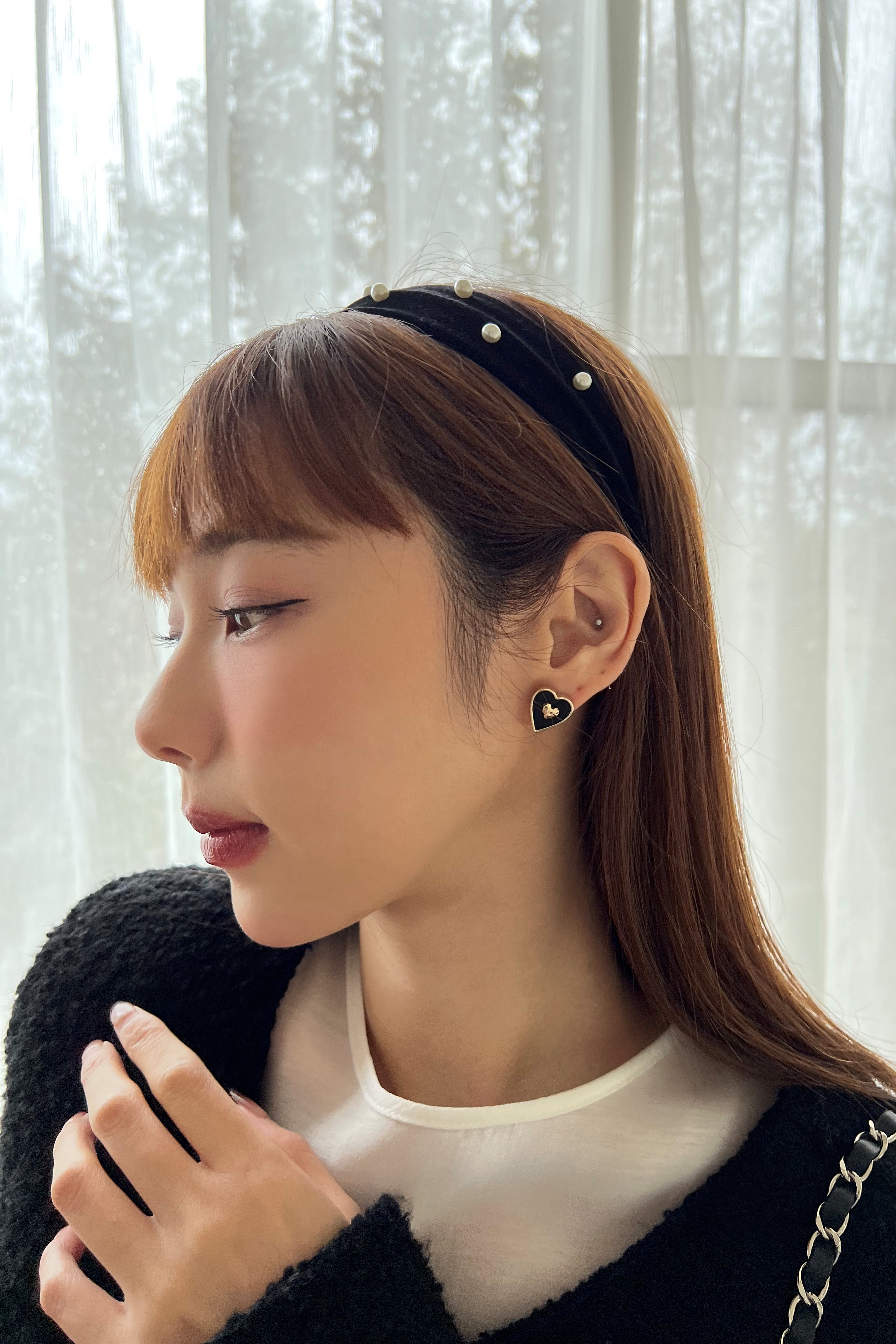 低調雙心耳環