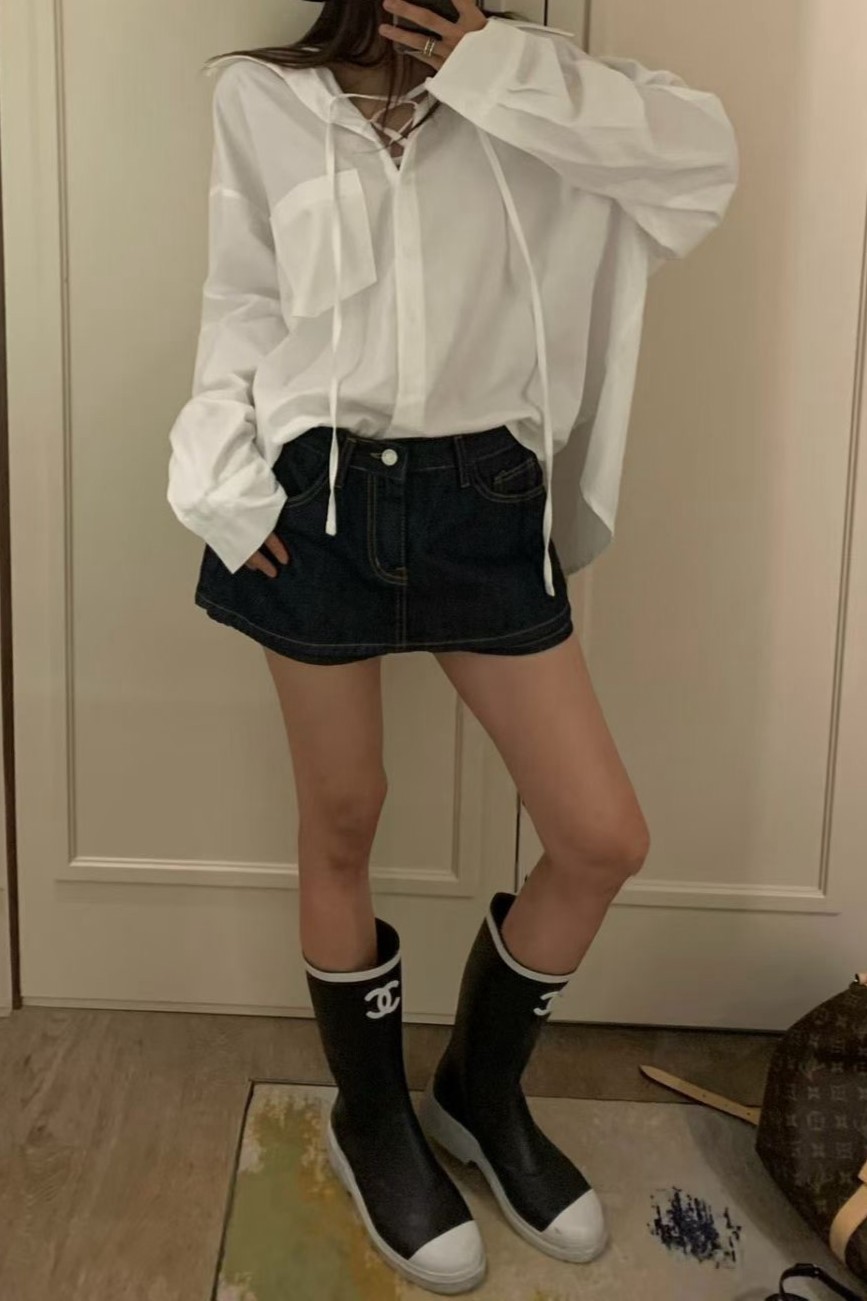 歐膩長腿牛仔褲裙