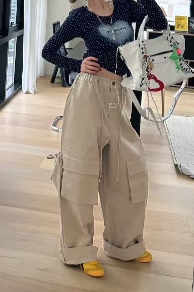 小標籤挺版抽繩工作褲