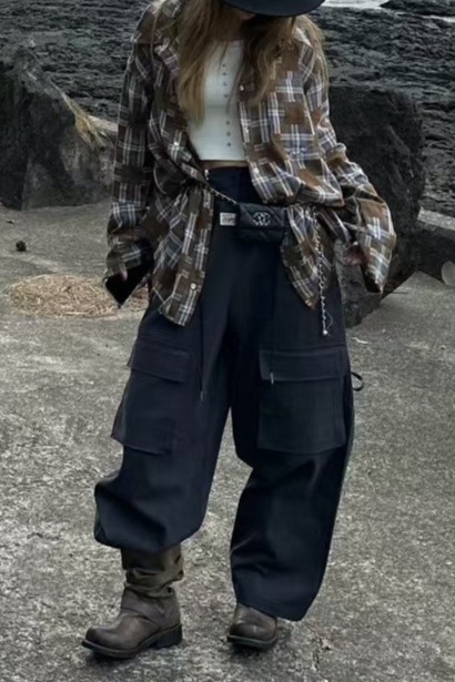 小標籤挺版抽繩工作褲