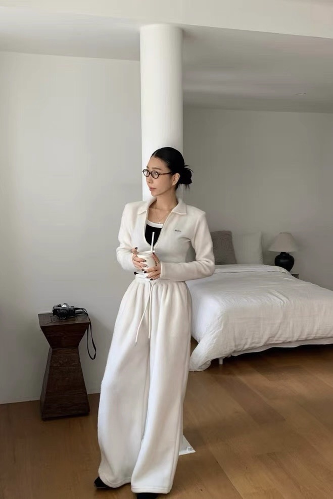 短絨毛舒適長褲