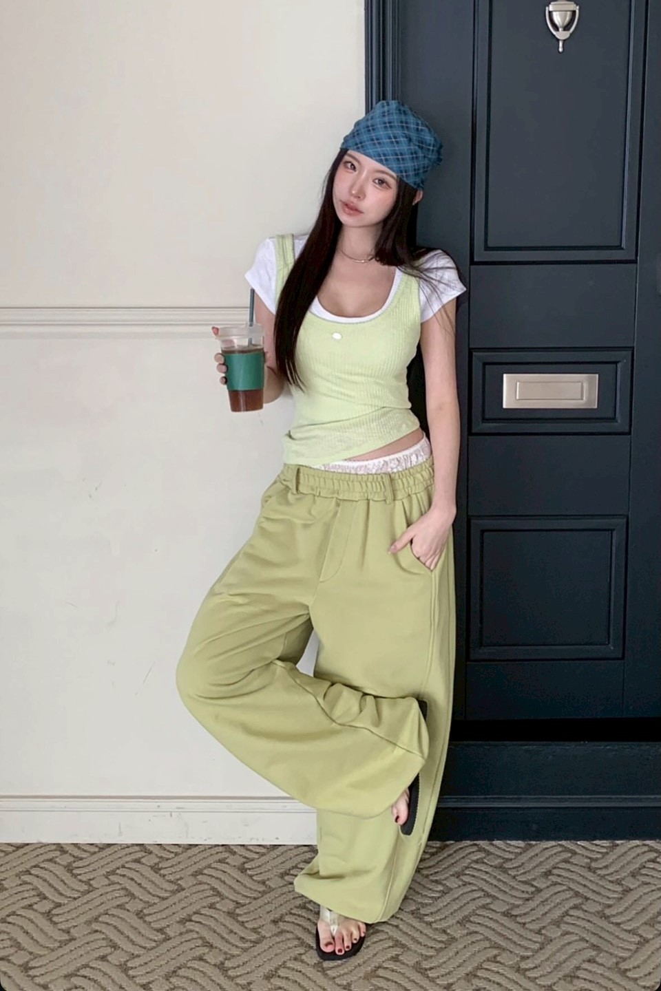女團感蕾絲拼接棉褲