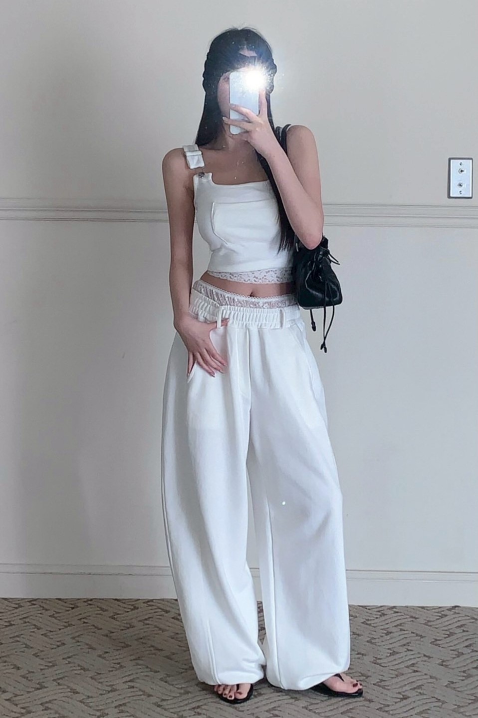 女團感蕾絲拼接棉褲