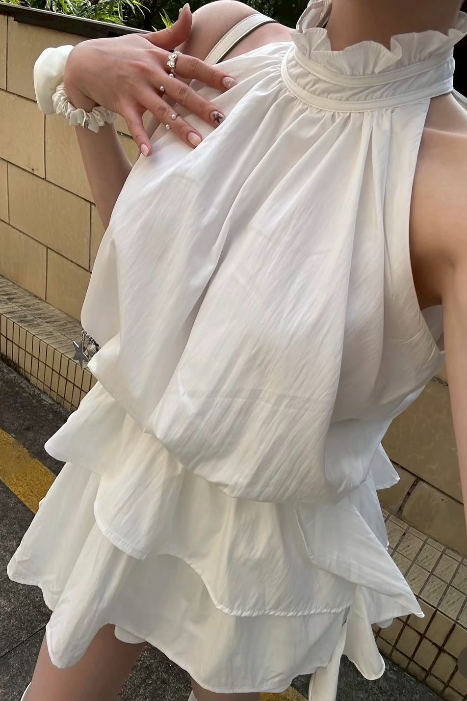 荷葉層次削肩短洋