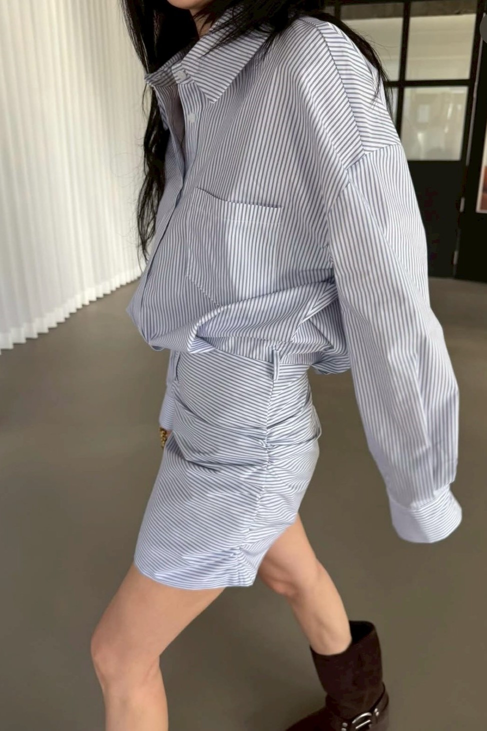 歐膩條紋襯衫短洋