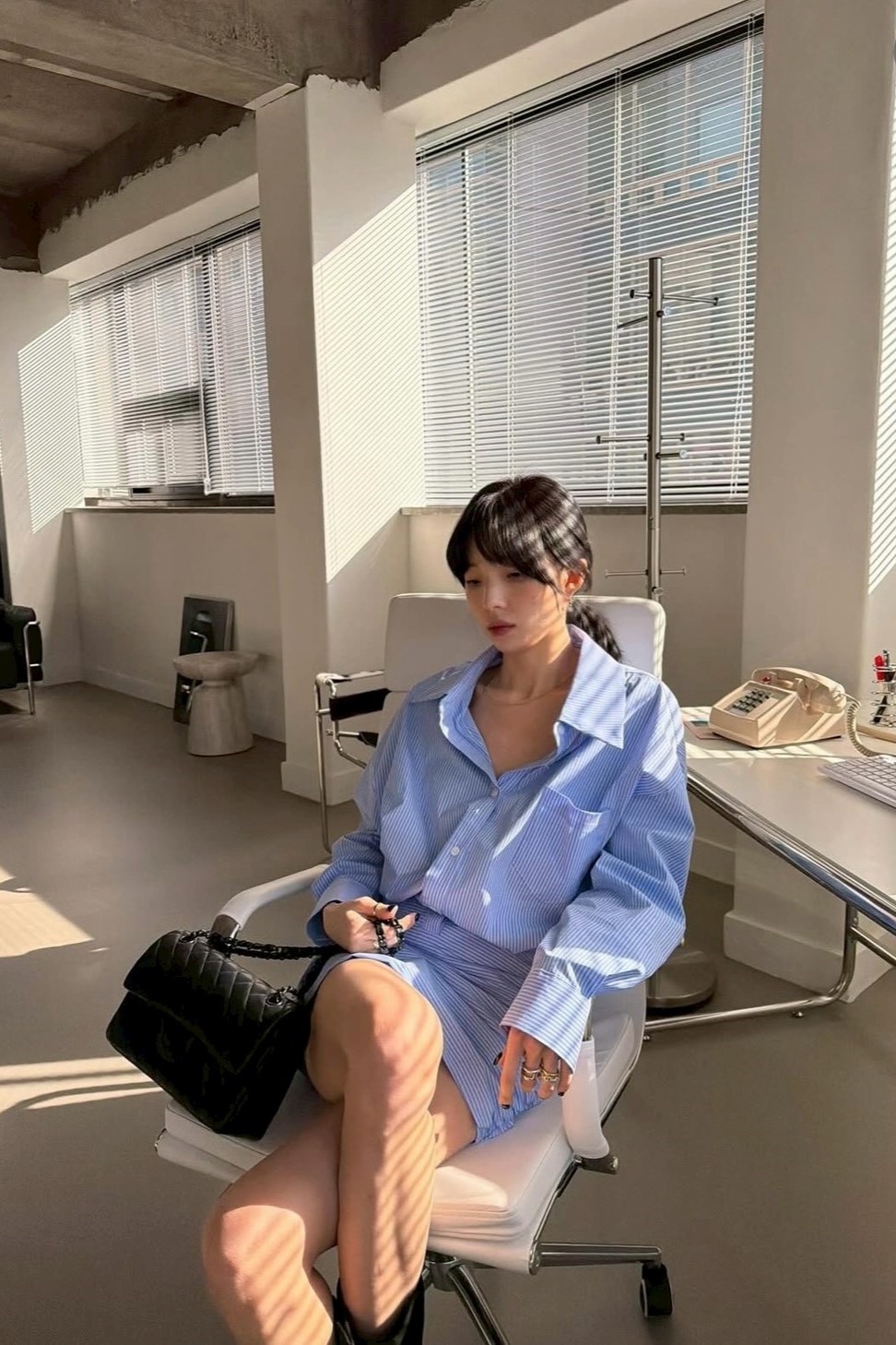 歐膩條紋襯衫短洋