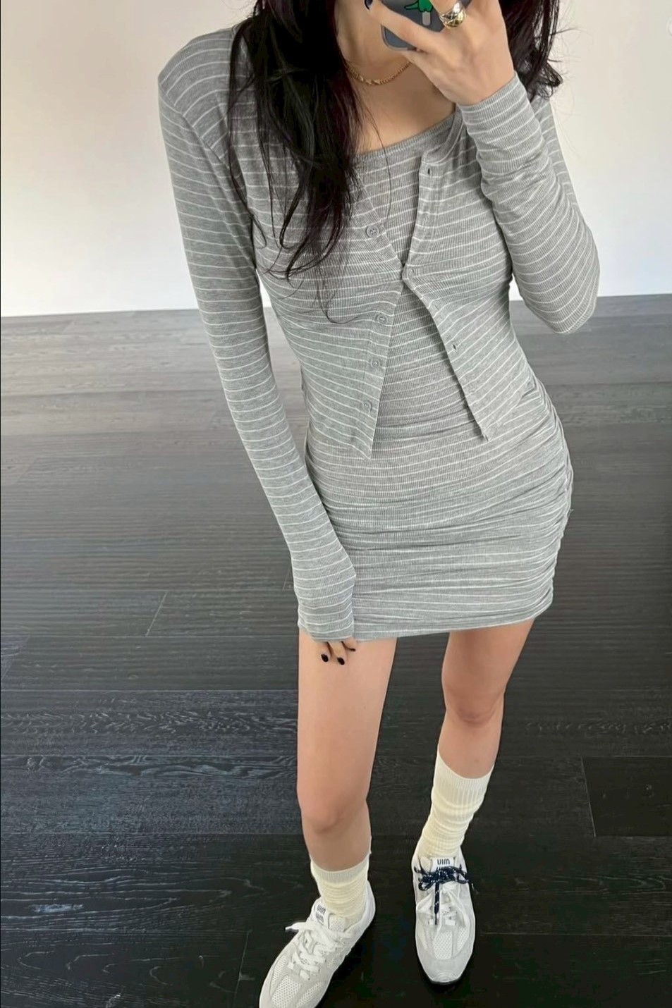 兩件式條紋休閒短洋