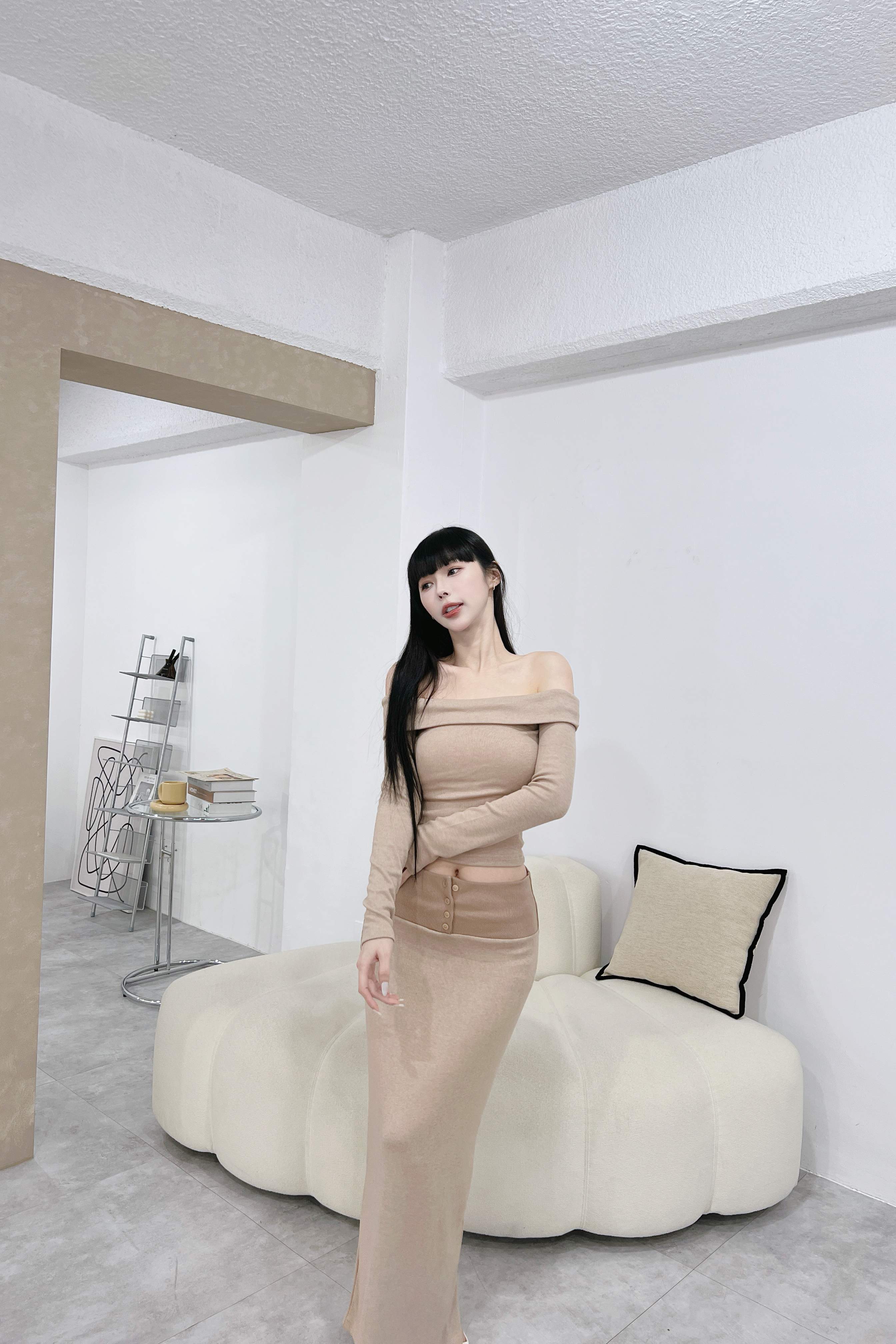 好感女孩平口長裙set