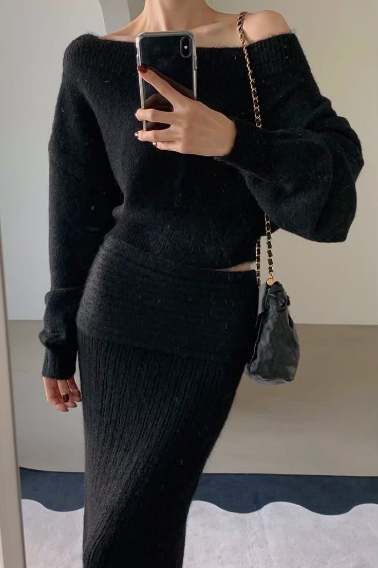 迷人曲線平口長裙set