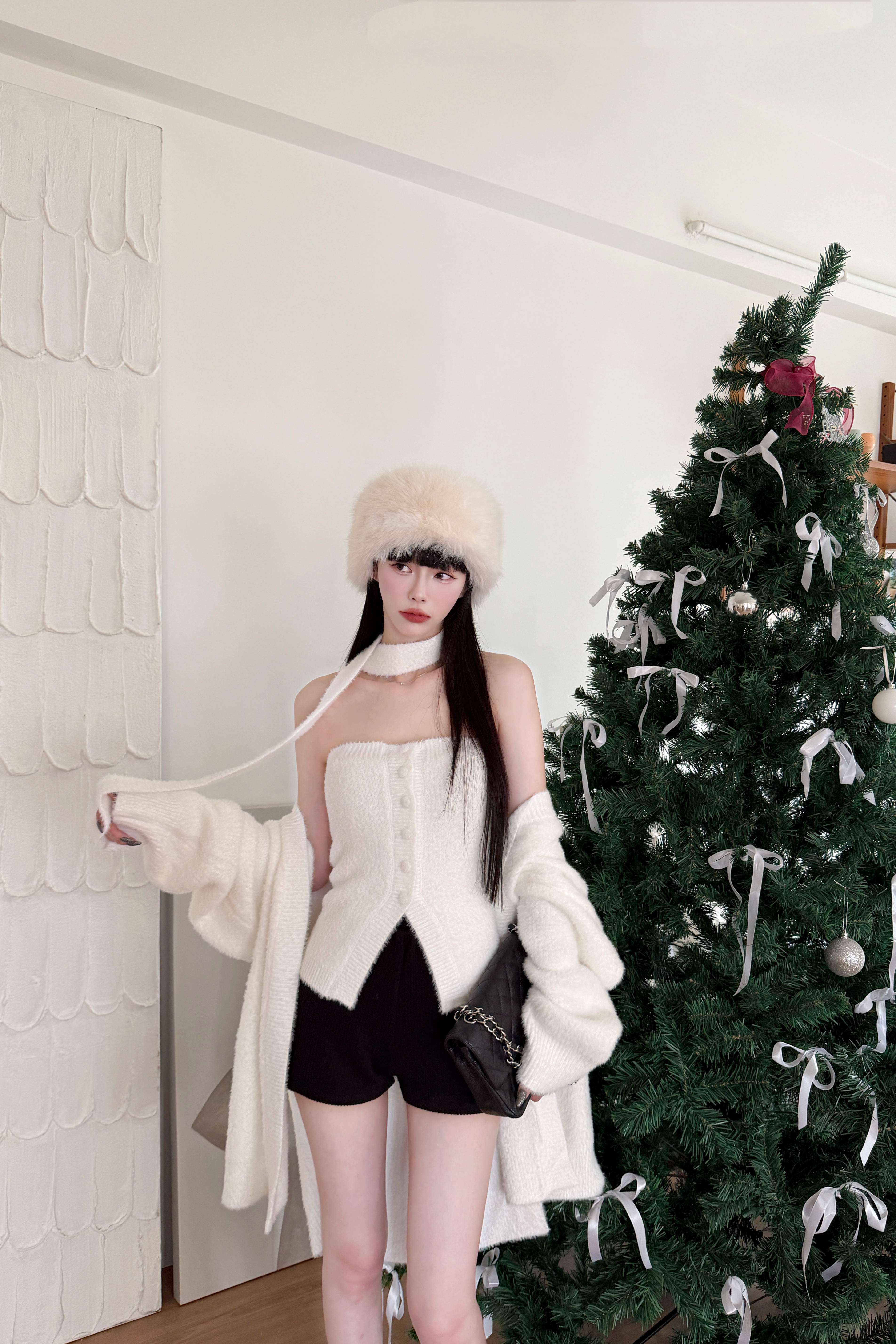 平口毛毛針織外套set(韓國獨家訂製款)