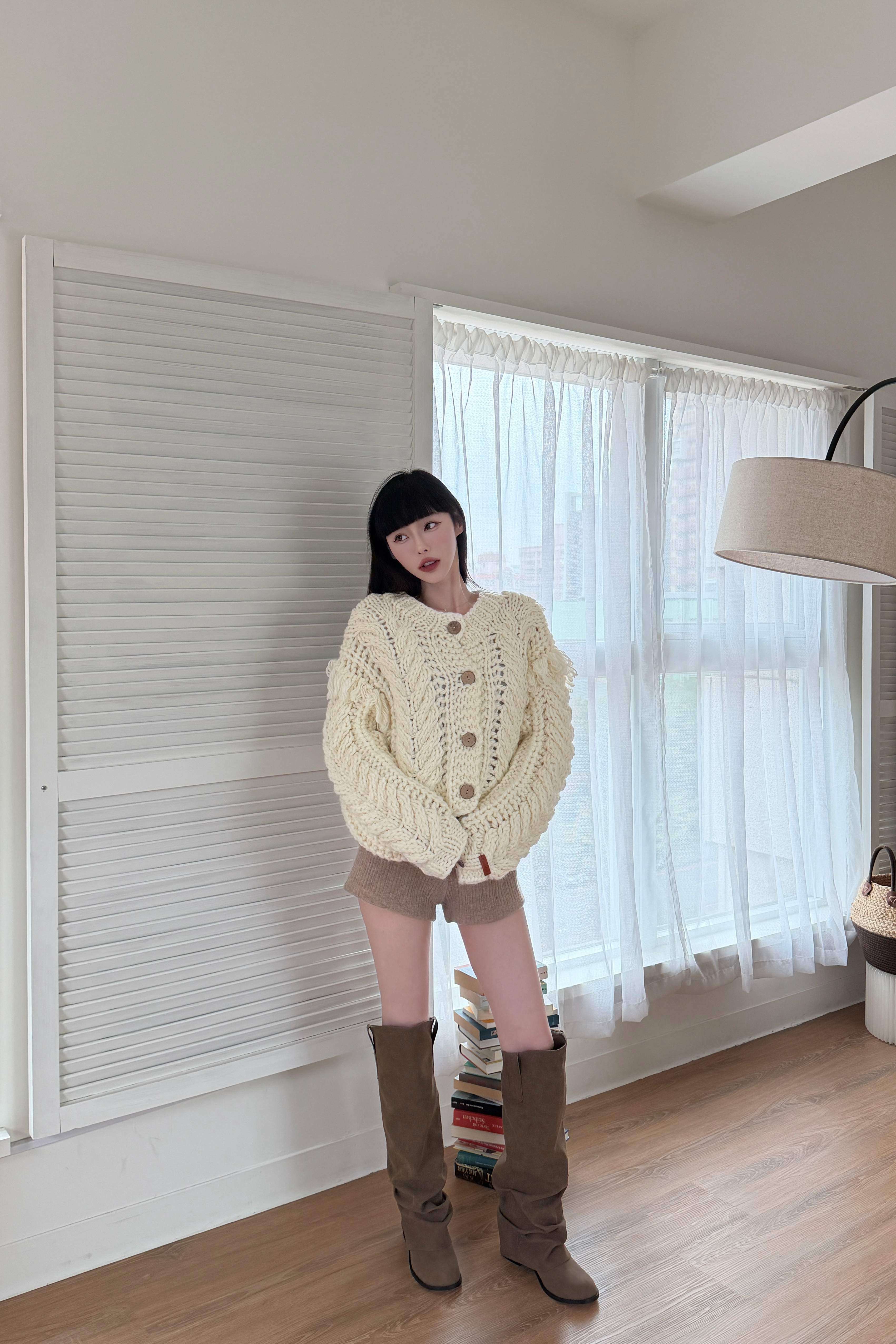 老奶奶手工粗針織外套