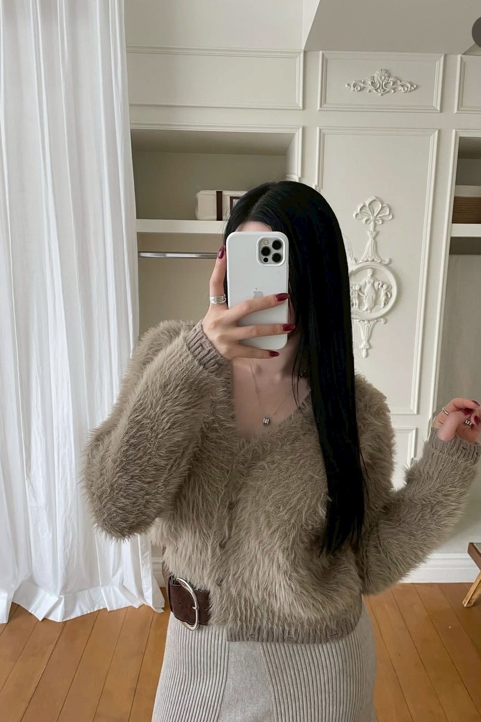 小細節破損感針織毛毛外套