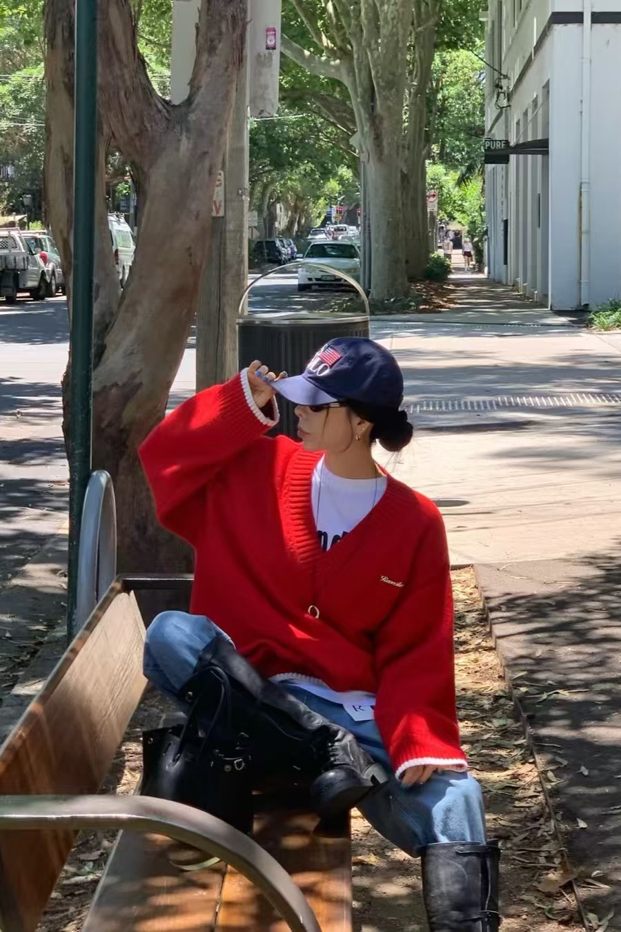 V領小細節配色毛衣