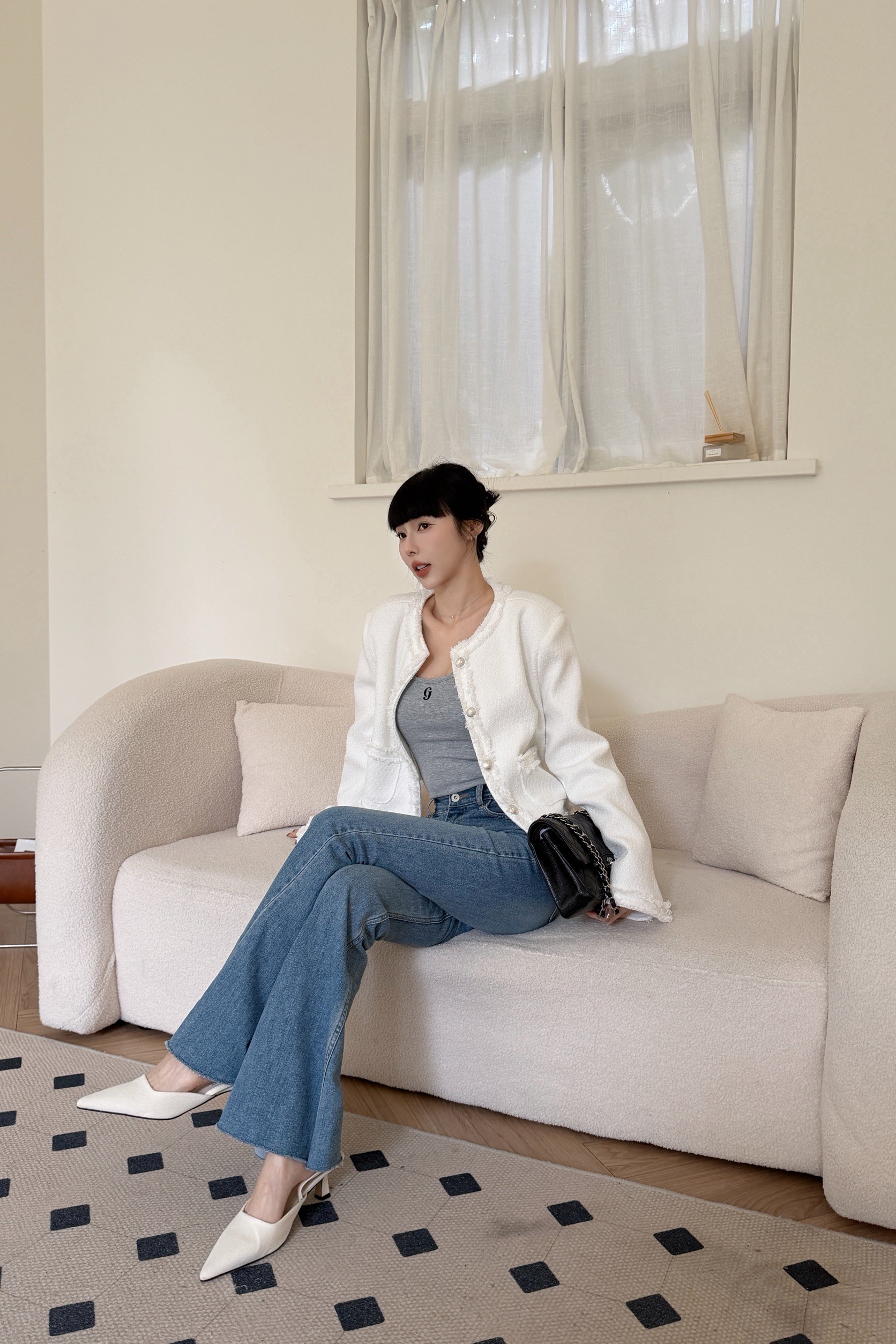 率性抽鬚小香風外套