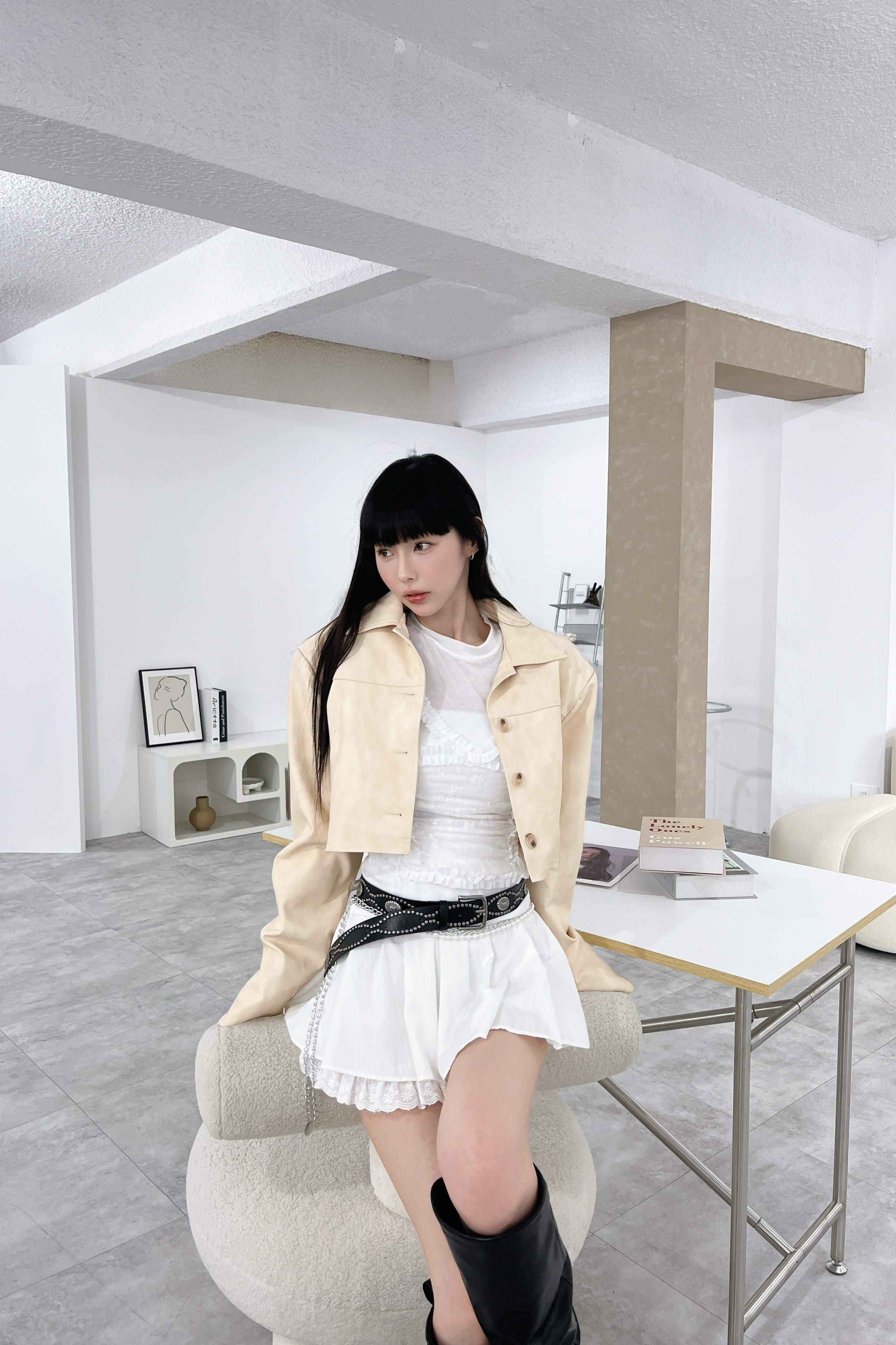 做舊感短版皮外套