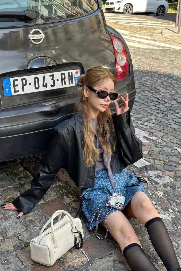 做舊感短版皮外套