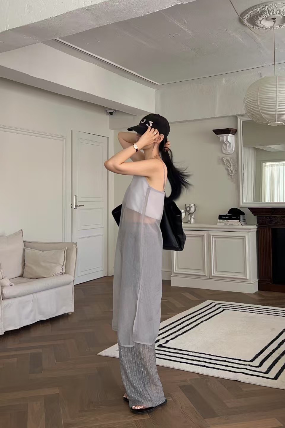 微霧紗感透肌長版背心