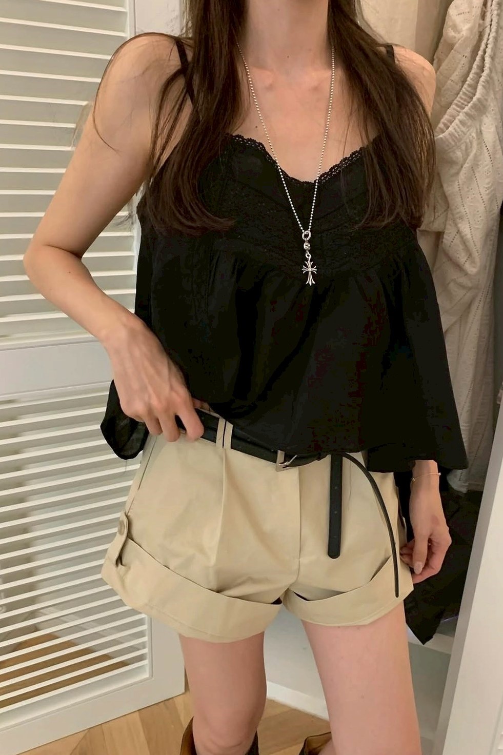 清新蕾絲感傘狀背心