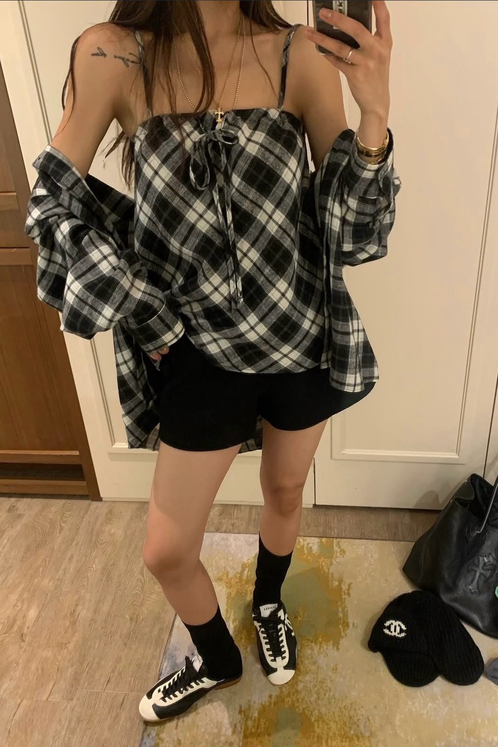 秋日氣息格紋細肩背心