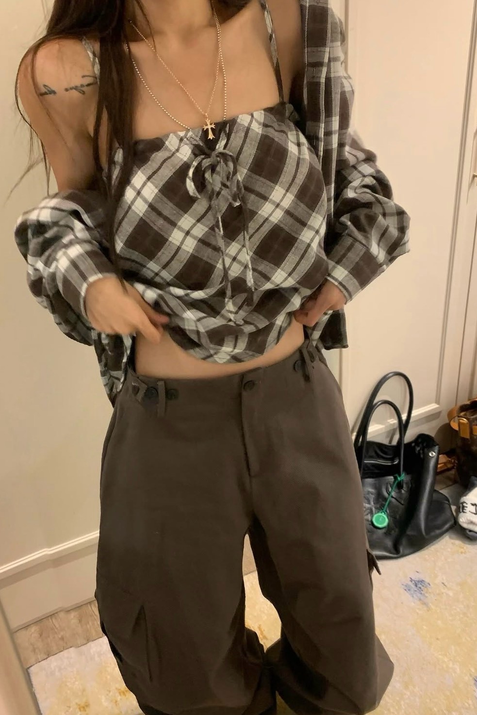 秋日氣息格紋細肩背心