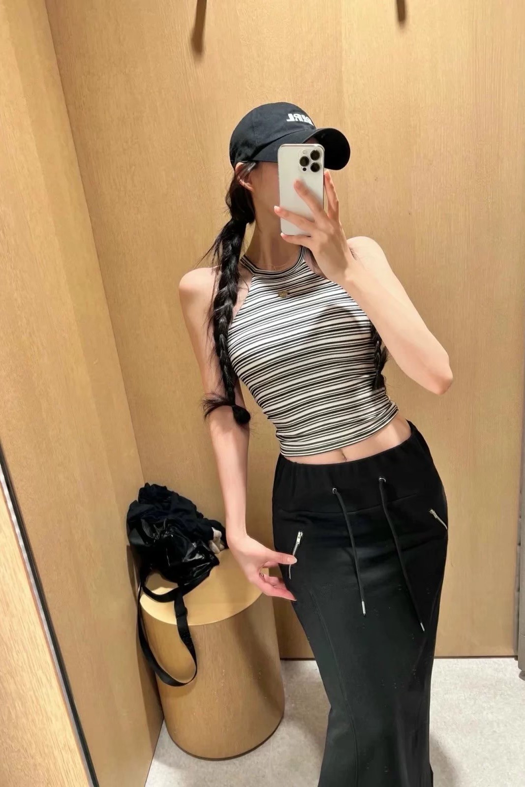 愛心削肩BraT(條紋)