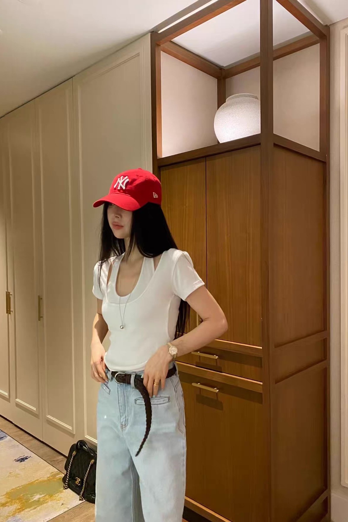 假兩件配色短T