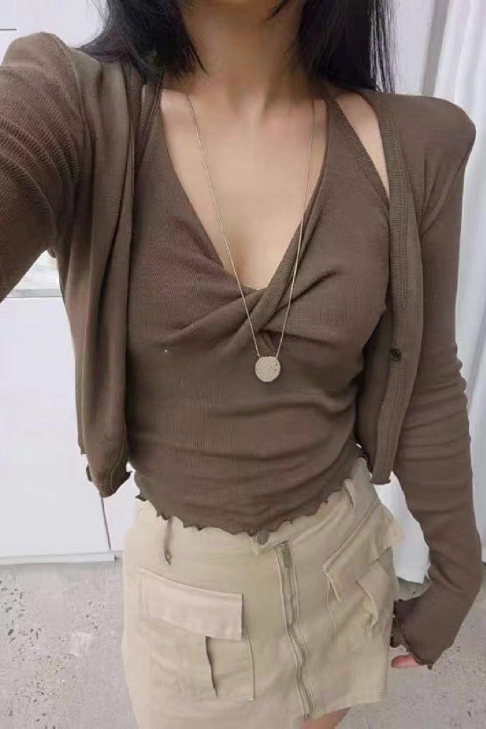 兩件式扭結背心罩衫