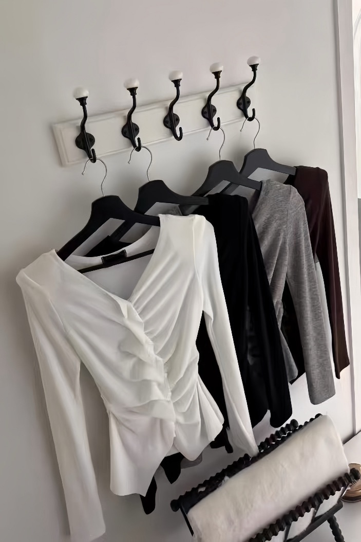 抓皺荷葉感長袖上衣