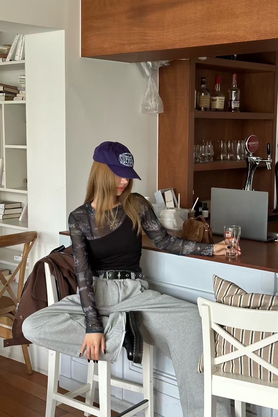 兩件式透肌塗鴉上衣