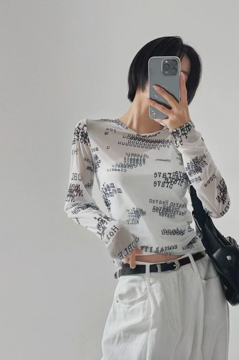 兩件式透肌塗鴉上衣