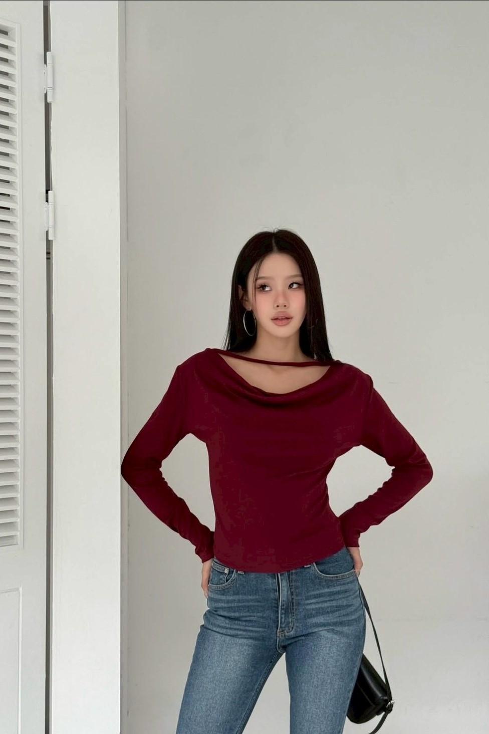 一字垂領長袖上衣