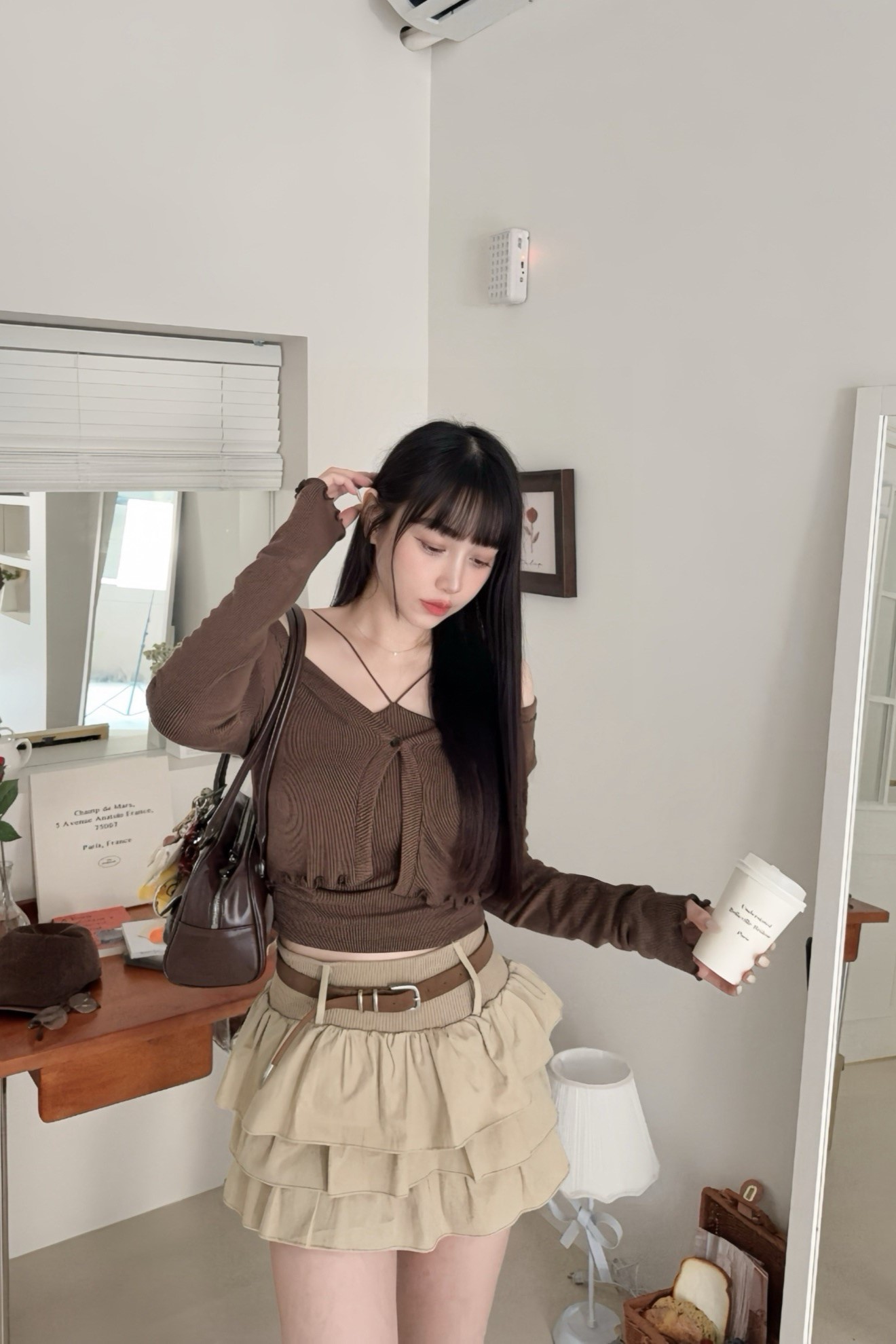 V字領抓皺bart小罩衫