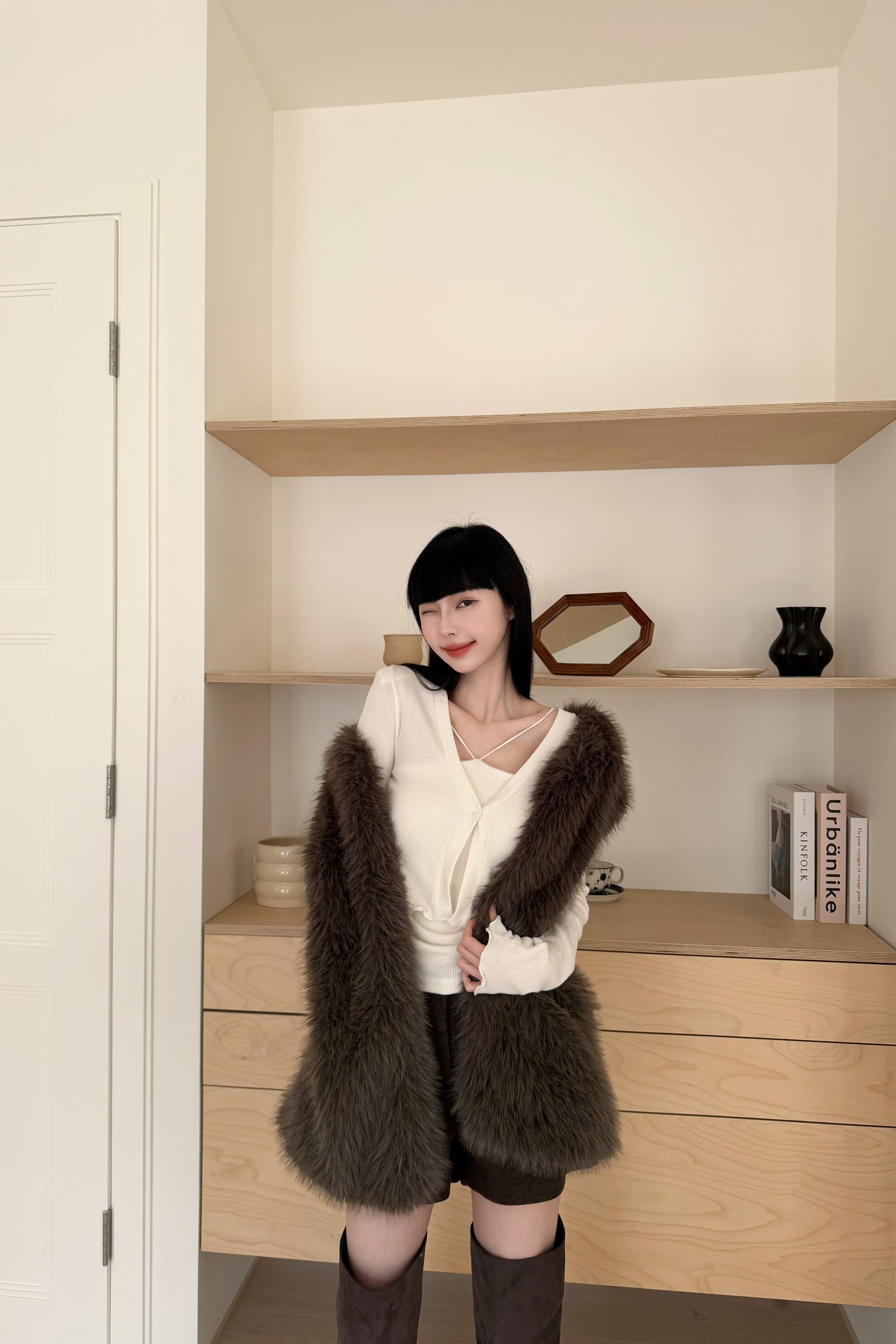 V字領抓皺bart小罩衫