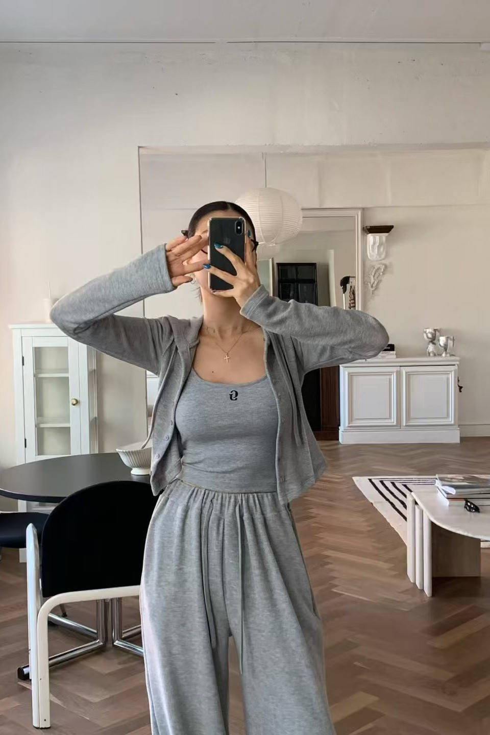 休閒排釦連帽小外套