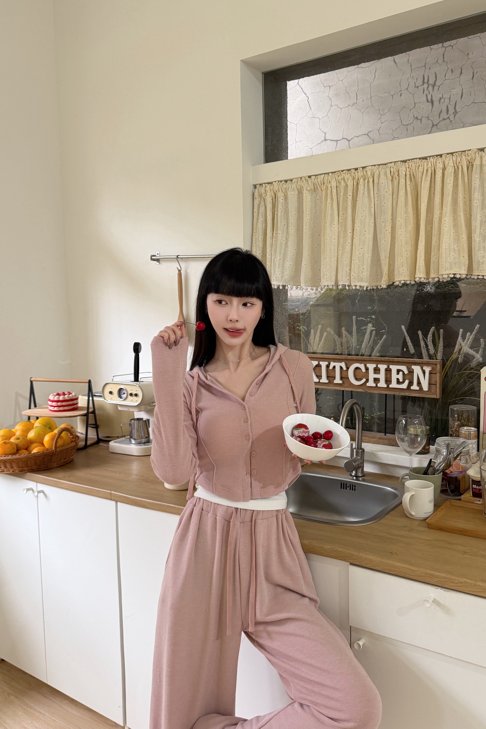 休閒排釦連帽小外套