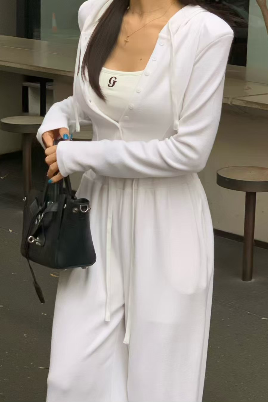 休閒排釦連帽小外套