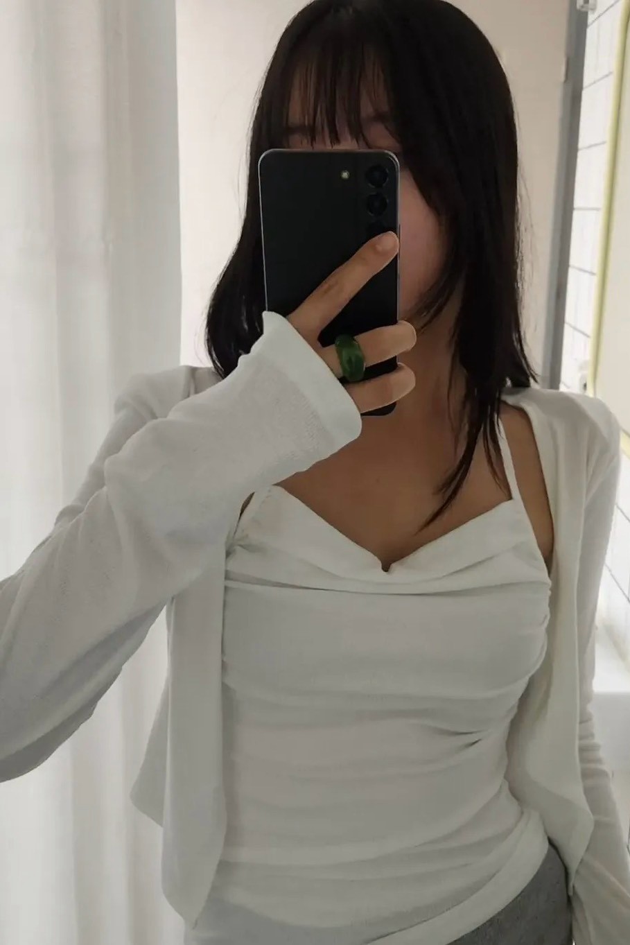 個性掛頸抓皺背心小外罩set
