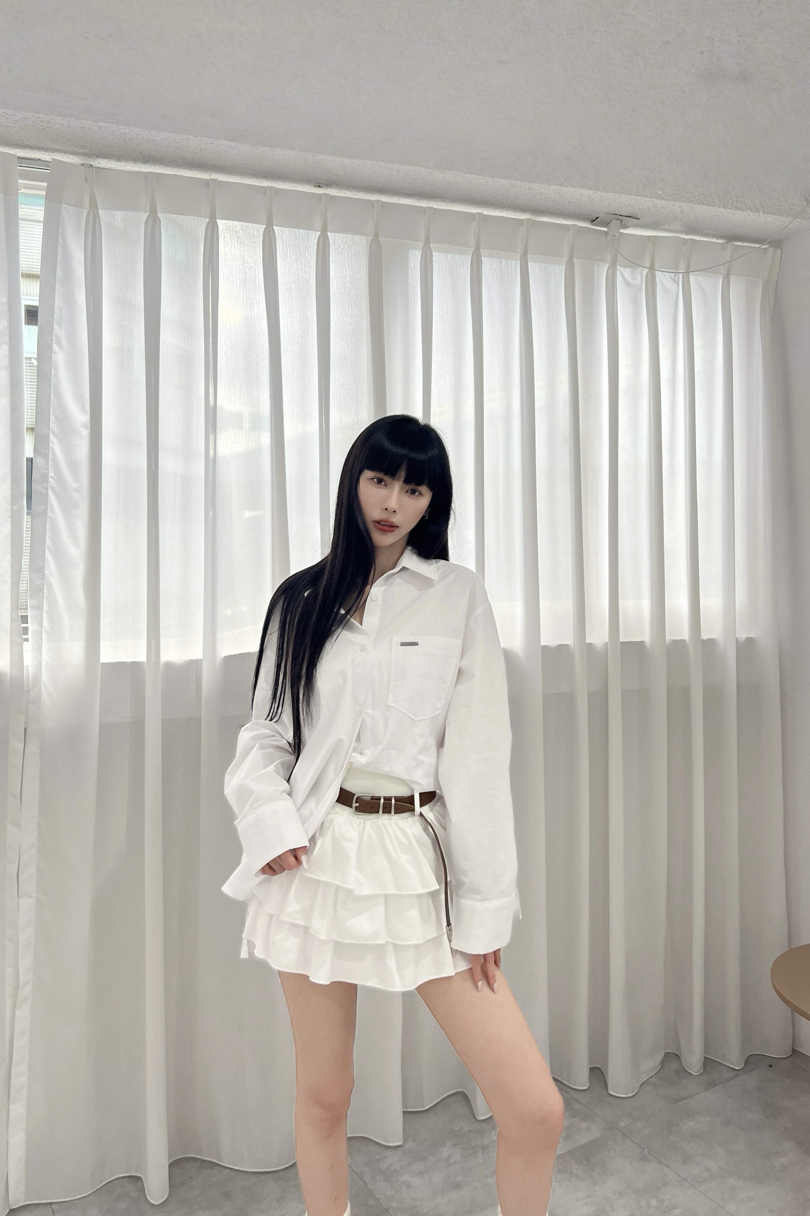 oversize小銀標口袋襯衫(素面)