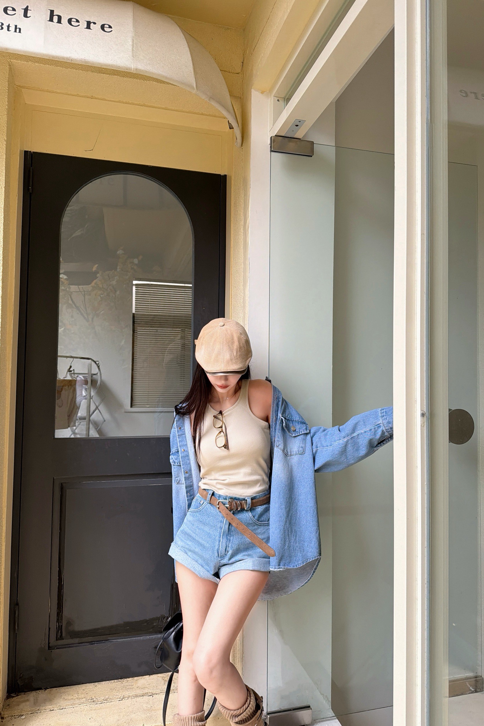 水洗刷白牛仔襯衫