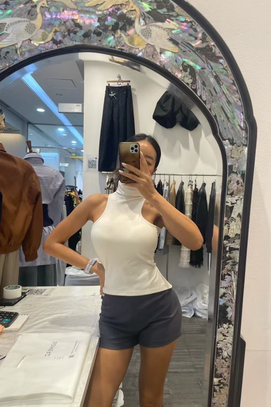 削肩立領後綁帶Brat背心