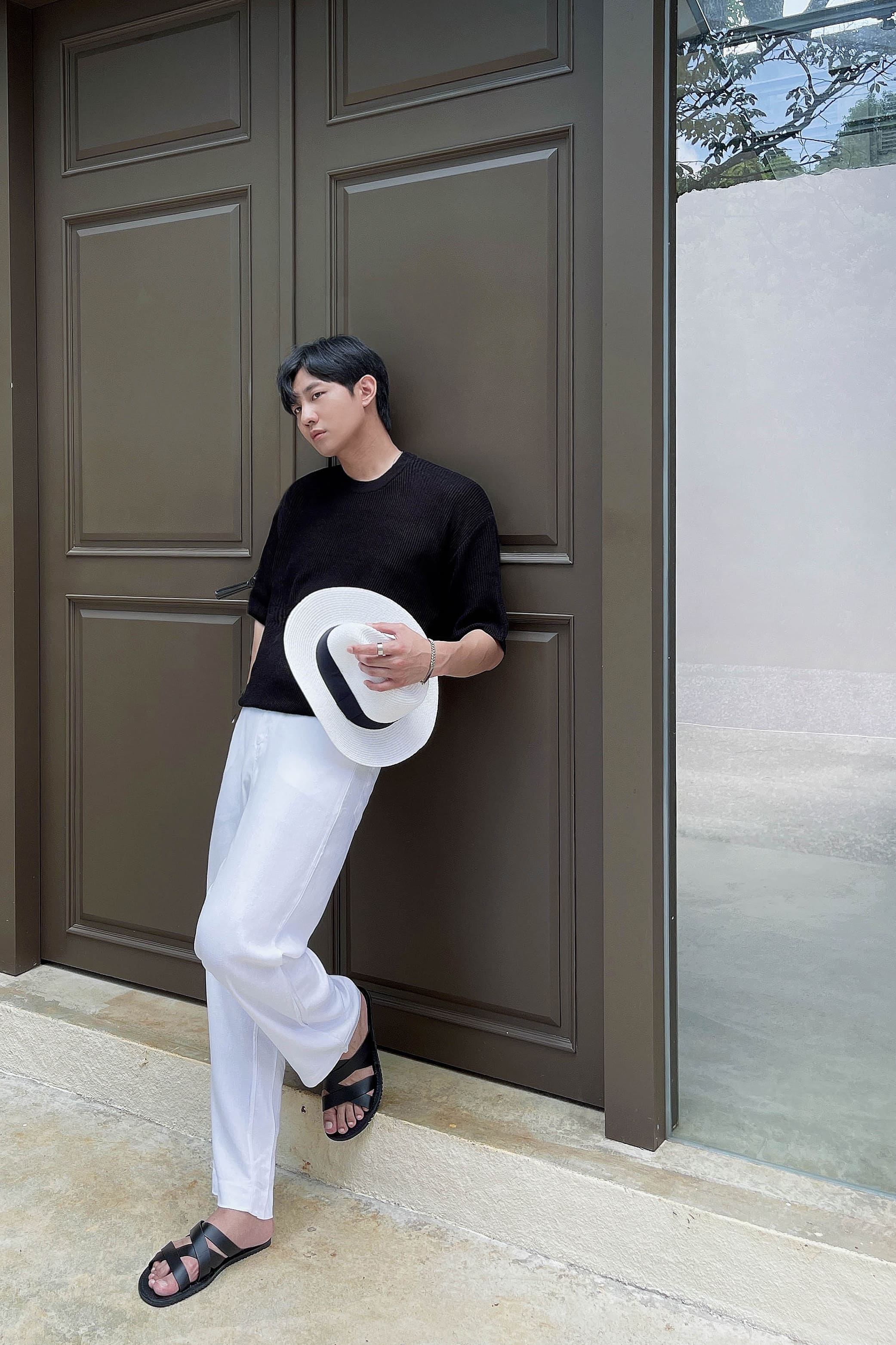 時髦針織短袖上衣