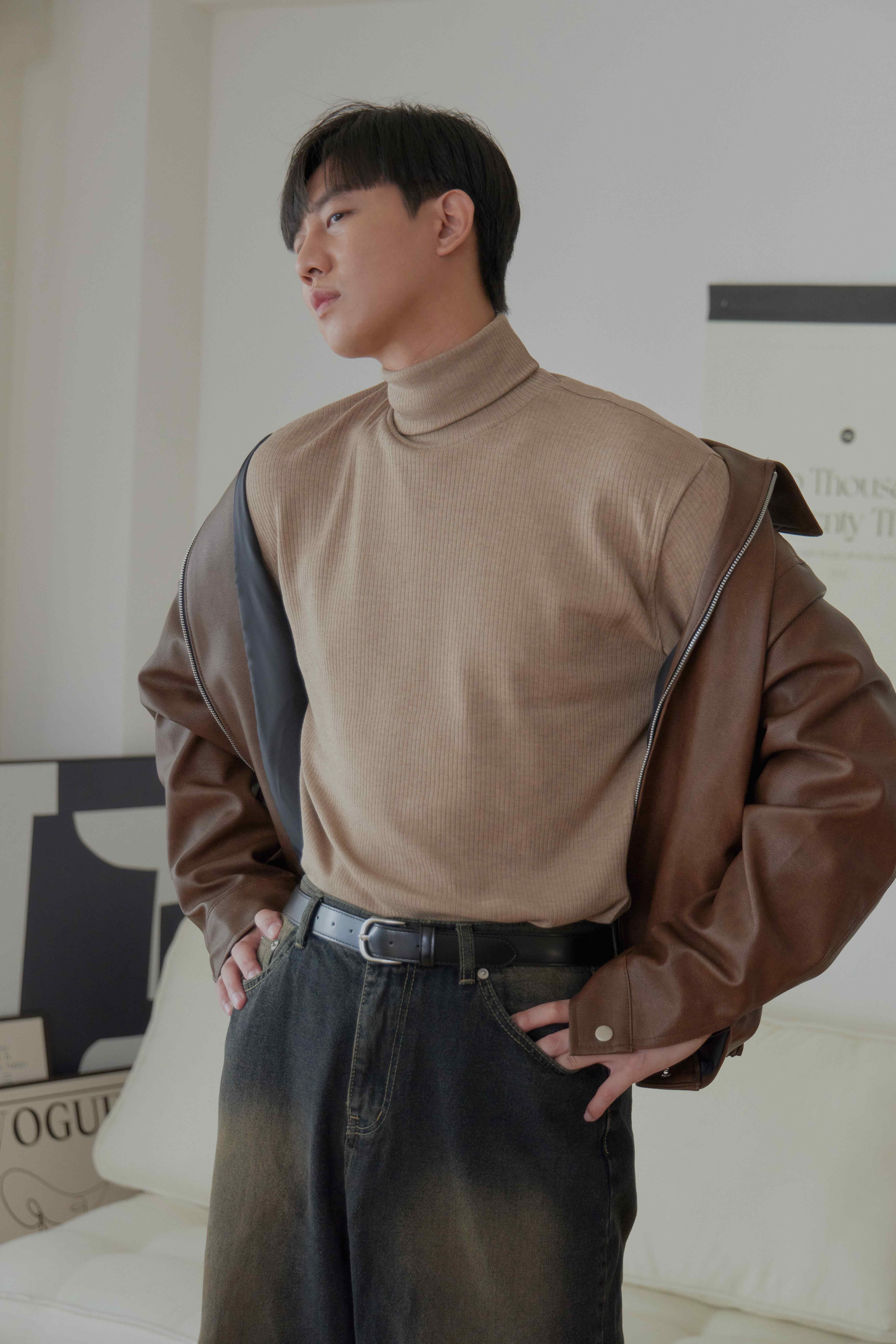 百搭坑條高領內搭